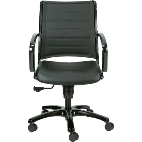 Eurotech Europa Metallic Leather Mid Back Chair LE222TNM-BLKL