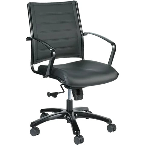 Eurotech Europa Metallic Leather Mid Back Chair LE222TNM-BLKL