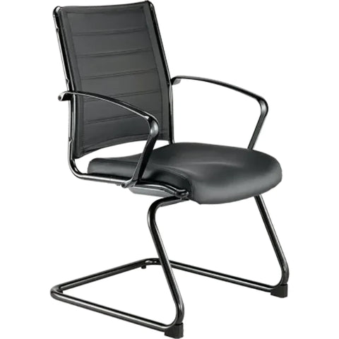 Eurotech Europa Metallic Leather Guest Chair LE333TNM-BLKL